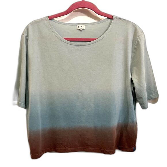KULE Blue Brown Ombre Box Crop Top T Shirt Tee Top Women's Size Large - Picture 2 of 10